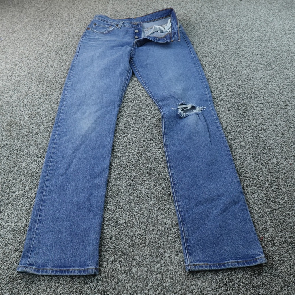 NEW Levis Jeans Womens 29 Dark Blue Denim Pants 501 Button Fly Straight Stretch